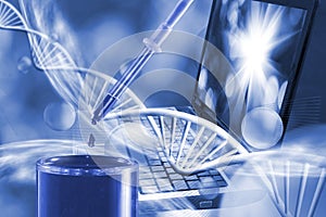 molecular structure and chain of dna close up