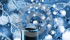 molecular structure and chain of dna close up