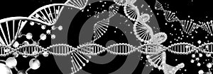 Molecular structure and chain of dna closeup on a black background