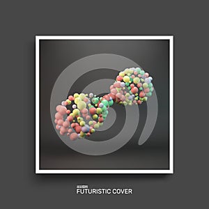 Molecular structure with colorful spherical particles. Cover design template