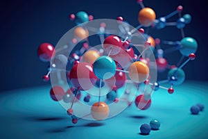 Molecular structure with connections between atoms. Generative AI