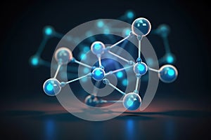 Molecular structure with connections between atoms. Generative AI