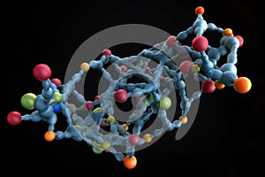 molecular structure of dna double helix, with paired bases and phosphates visible