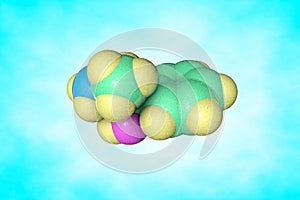 Molecular structure of ephedrine. Ephedrine is a medication and stimulant. It is used as decongestant, stimulant and photo