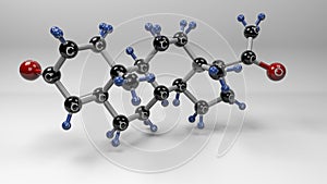 Progesterone molecule structure illustration.