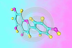 Molecular structure of flavonoid apigenin that found in a range of plants, including chamomile. It is used as a