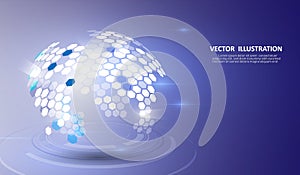 Molecular structure formed the three-dimensional earth and technology. vector illustration
