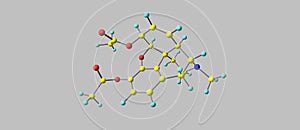 Molecular structure of Heroin on grey background