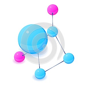 Molecular structure icon, isometric style