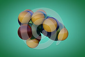 Molecular structure of l-histidine or histidine, an essential amino acid in human. It is used in the biosynthesis of