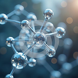 Molecular Structure Model Close Up with Bokeh Background Science Concept