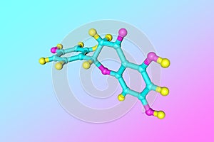 Molecular structure of naringenin, a flavorless, colorless flavanone, a type of flavonoid. It is the predominant photo