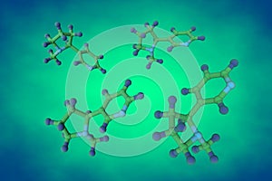 Molecular structure of nicotine. It is alkaloid present in the nightshade family of plants. Scientific background. 3d