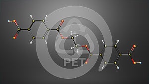 Molecular structure of Polyethylene terephthalate PET plastic polymer photo