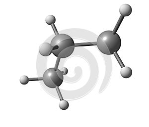 Molecular structure of propane on white