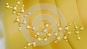 A molecular structure of tartrazine against the textured yellow background photo
