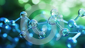 Molecular Structure of Theanine in Calming Blue Waves Background