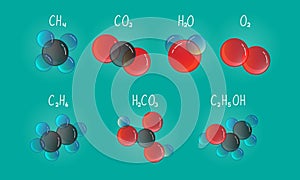 Molecular structures cartoon style vector illustration