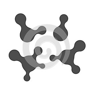 Molecular structures logo templates set. Fluid shapes symbols. Metaballs technology science figures.