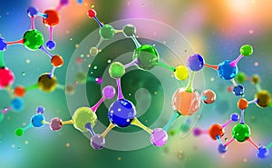 Molecule 3D illustration. Scientific breakthrough in the field of molecular synthesis