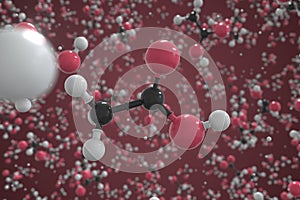 Molecule of acetic acid, ball-and-stick molecular model. Science related 3d rendering