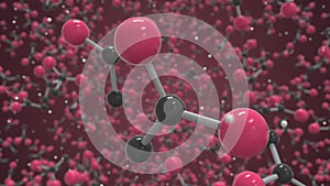 Molecule of acetic acid. Molecular model, science related looping 3d animation