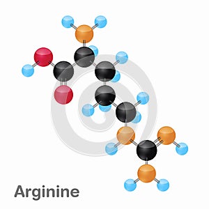 Molecular omposition and structure of Arginine, Arg, best for books and education photo