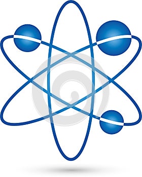 Molecule or atom, chemistry, science and laboratory logo