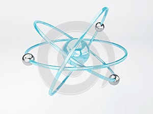 Molecule, atom on white background