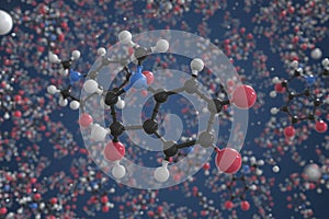 Adrenochrome molecule. Ball-and-stick molecular model. Chemistry related 3d rendering photo