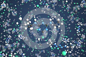 Atrazine molecule, conceptual molecular model. Scientific 3d rendering