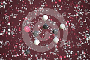 Molecule of acrolein, conceptual molecular model. Conceptual 3d rendering