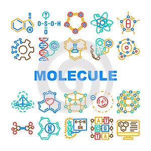 molecule chemistry science icons set vector