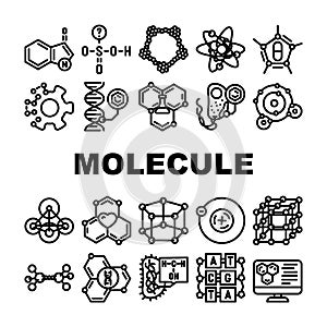 molecule chemistry science icons set vector