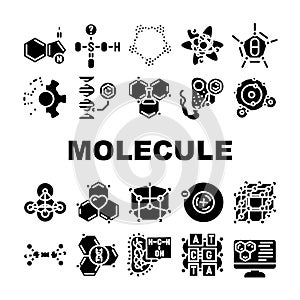 molecule chemistry science icons set vector