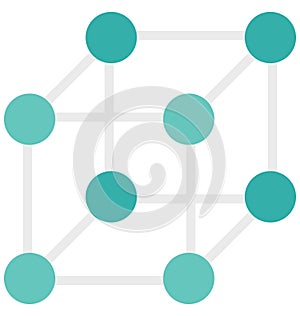 Molecule Cube Shape, Cube molecule Color Isolated Vector Icon that can be easily modified or edit