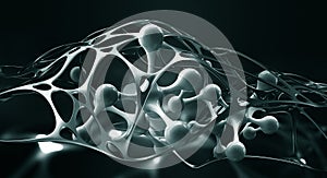 Molecule 3D illustration. Laboratory, molecules, crystal lattice. Nanotech research