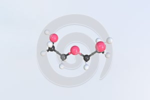 Molecule of diethylene glycol, isolated molecular model. 3D rendering