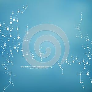 Molecule DNA and neurons vector. Molecular structure. Connected lines with dots. Genetic chemical compounds. Chemistry