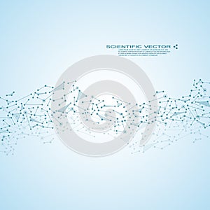 Molecule DNA and neurons vector. Molecular structure. Connected lines with dots. Genetic chemical compounds. Chemistry