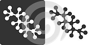 Molecule, flat icon style: stylized rendering of n-hexane, a simple alkane. Atoms shown as circles photo