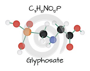 Molecule Glyphosate C3H8NO5P