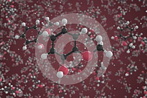 Molecule of guaiacol, ball-and-stick molecular model. Scientific 3d rendering