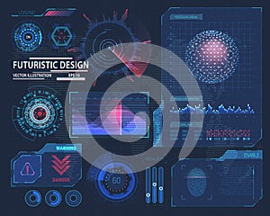 Molecule hologram and futuristic hud elements