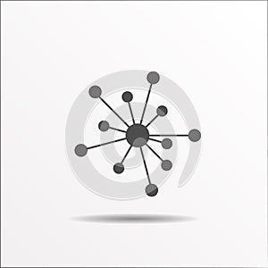 Molecule or hub network connection icon.