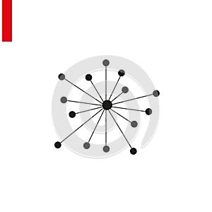 Molecule or hub network connection isolated flat icon vector illustration on white background.