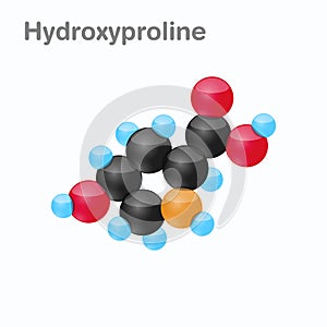 Molecule of Hydroxyproline, Hyp, an amino acid used in the biosynthesis of proteins