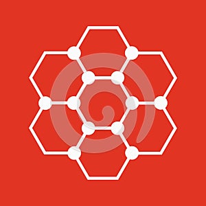 The molecule icon. Atom and chemistry, dna, physics symbol. Flat