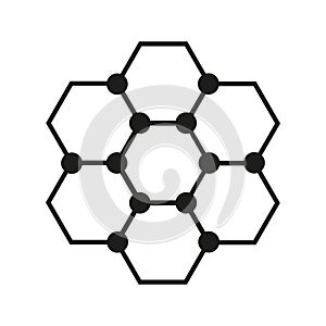 The molecule icon. Atom and chemistry, dna, physics symbol. Flat
