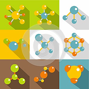 Molecule icons set, flat style